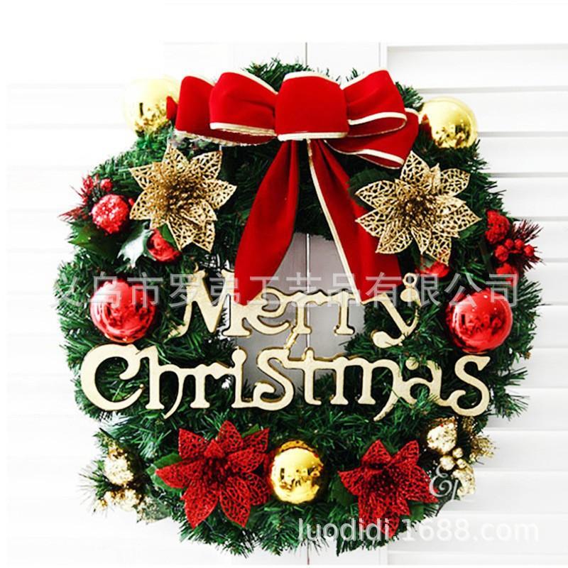Christmas Decorations Set: LED String Lights Red Poinsettia Flowers Wreath Door Hanging Home Festive Interior