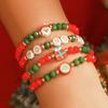 4Pcs Christmas Handmade Strand Beads Chain Bracelets for Women Santa Claus Gift Box Tree Bangles Xmas Holiday Party Jewelry New