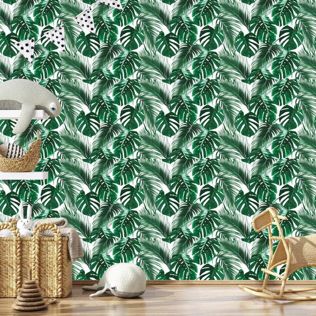 Palm and Monstera Leaves Wallpaper for Living Room and Bedroom 50x1000