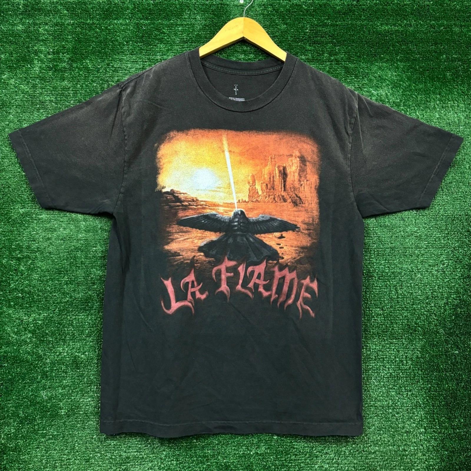 Travis Scott LA Flame Coachella Festival Hip-Hop T-Shirt Size Large 2XL