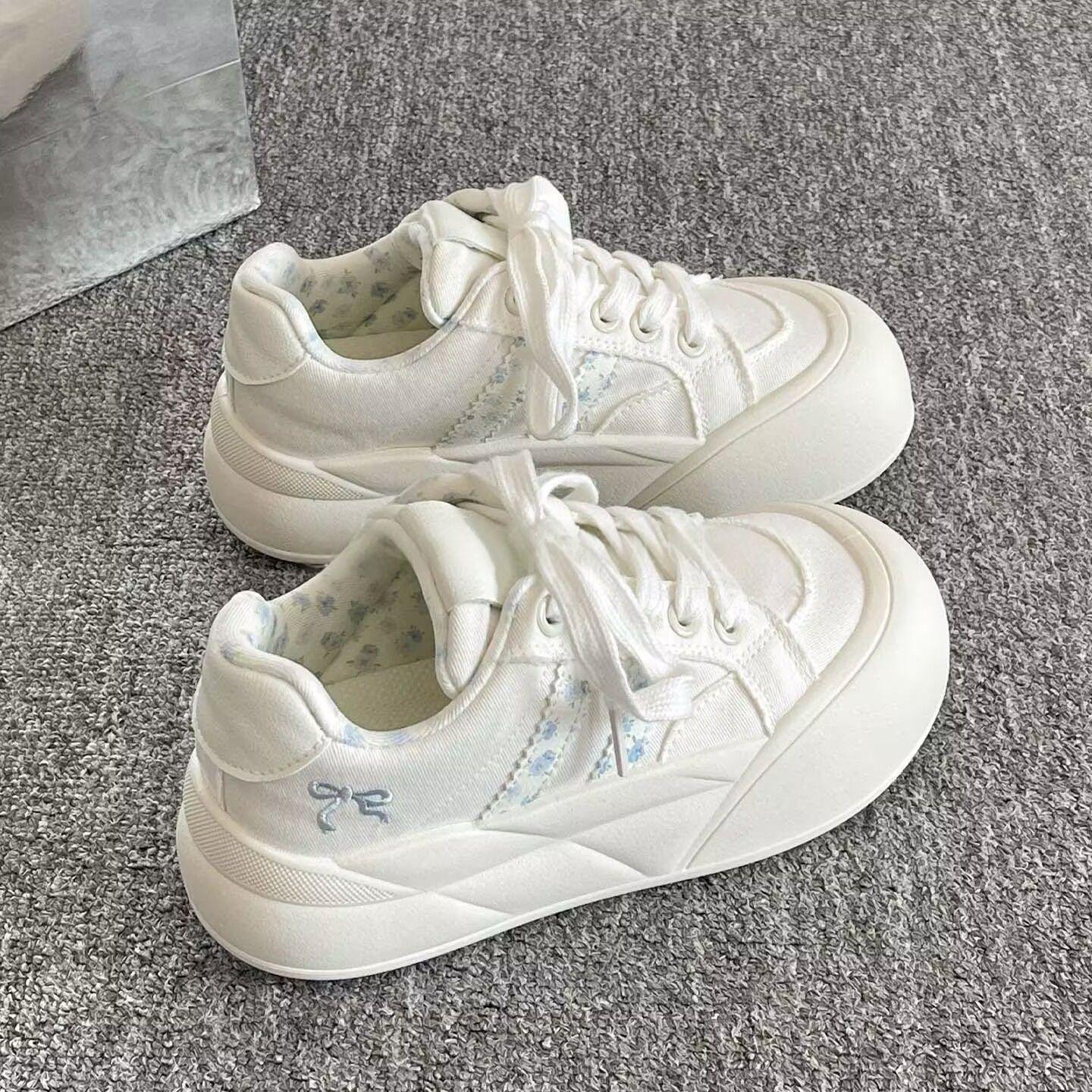 Корейские повседневные кеды осень новые платформа инс тренд нишевые хлебные туфли 35 белый