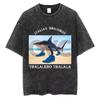 Bombardiro Crocodilo Crocodile Plane Bomber Funny Meme Washed Vintage T-shirt Men Women Casual Italian Brainrot Humor Style Tees