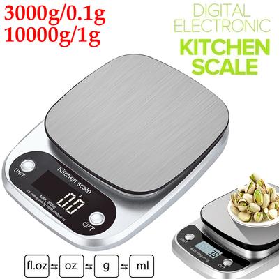 10/3Kg Kitchen Scale LCD Display Cooking Baking Scale Stainless Steel Portable Digital Scale Food Snacks Weighing Baking Tools