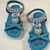 Spring new large-size flat-bottomed flower rhinestone sandals open-toe beach sandals