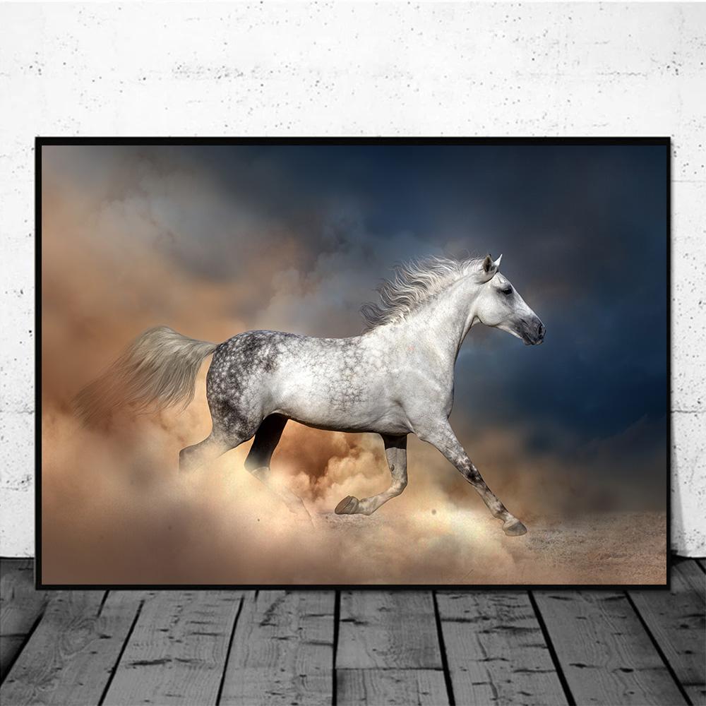 Horse Wall Art Posters Horse Running Canvas Art Print Painting Beautiful Horses Pictures for Modern Home Living Room Decoration