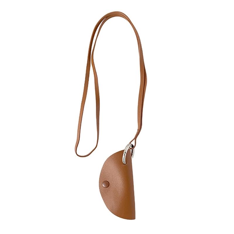 Leather Travel Accessory Holder Versatile Leather Bag with Easy to Use Buckles Straps Practical Neckalce Pouches