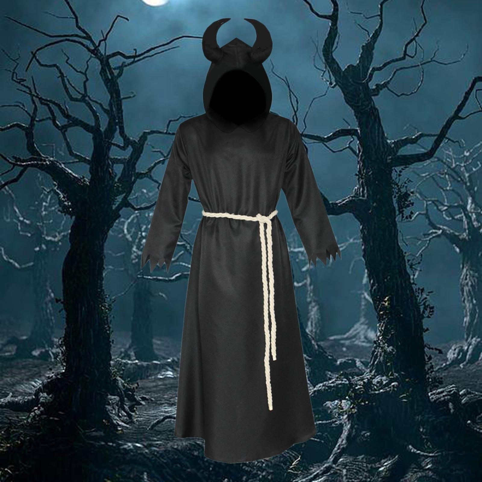 

Костюм для косплею Халат з капюшоном Перевдягання Капюшонна форма Лицарський Плащ Відьми для Карнавальної Вечірки Black L