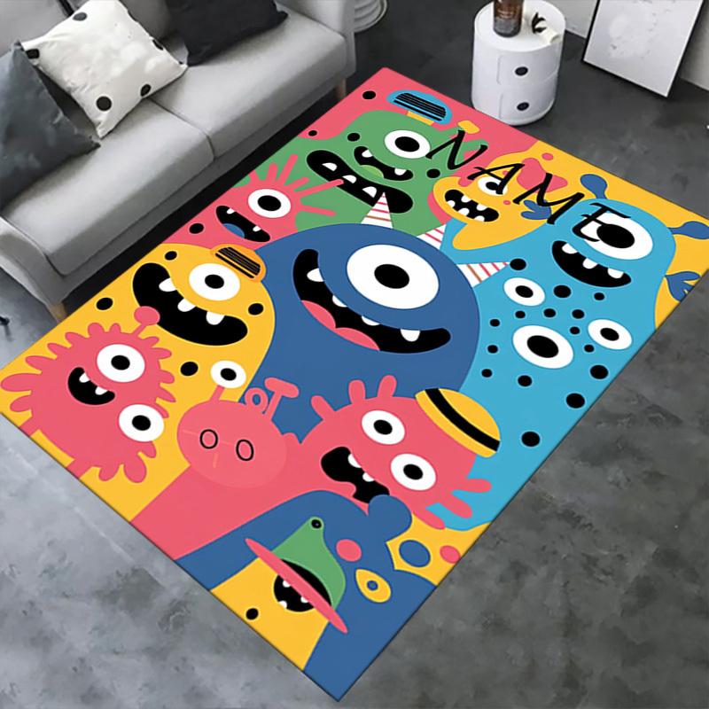 Monsters, Colorful, Ghost Face Office Carpet Soft Polyester Entrance Carpet Washable Non Slip Machin