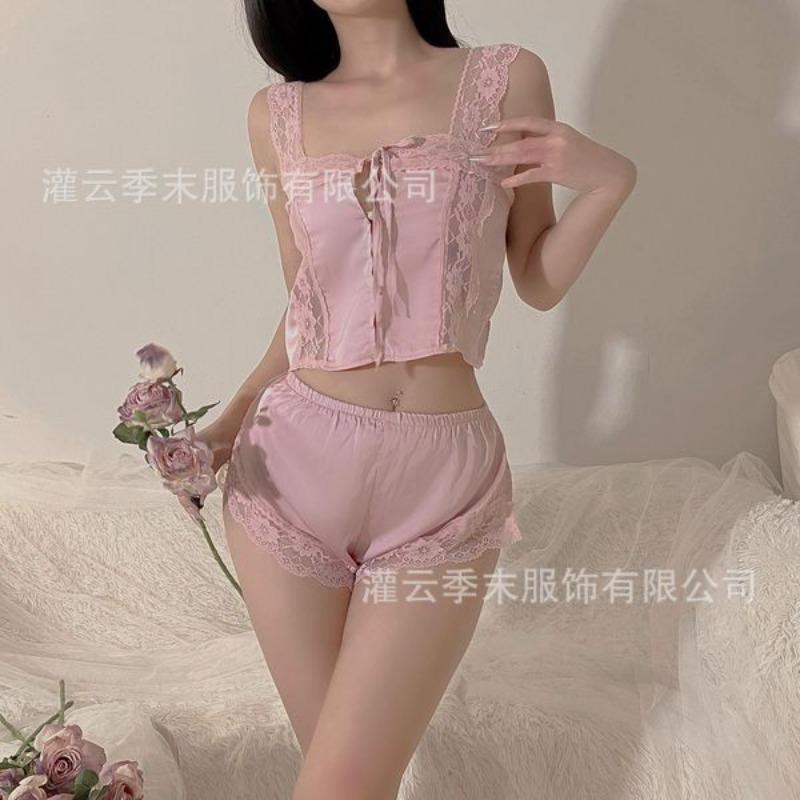 Sex underwear pure desire style sexy style women's shorts set ice silk thin summer loungewear women's