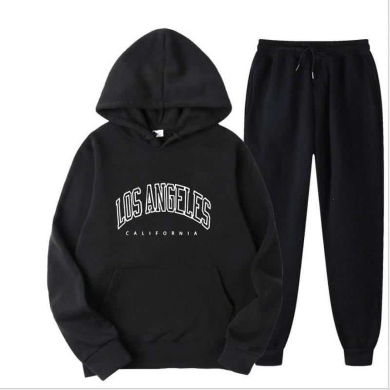 Mens Hooded Sweatshirt Set Casual Long Sleeve Tracksuit