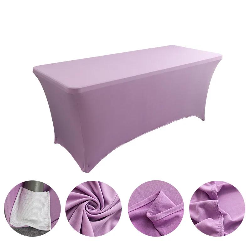 Black Spandex Rectangle Tablecloth for Wedding Banquet Hotel Birthday Party Meeting Room Decoration