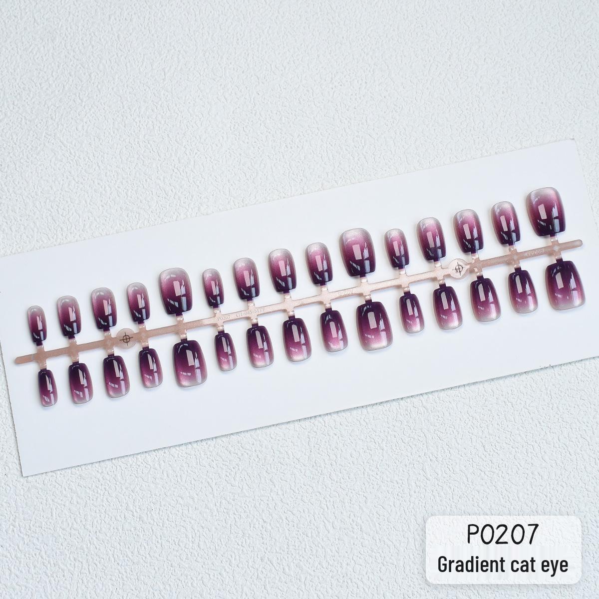 

P207-212 Plum Jam Gradient Press-On Nails: 30-Piece Dark Color Handmade Nail Art Set