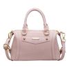 Contrast Splicing Mini Boston Bag For Women Retro Style Handbag With Metal Plate For Daily Work School Shopping Travel