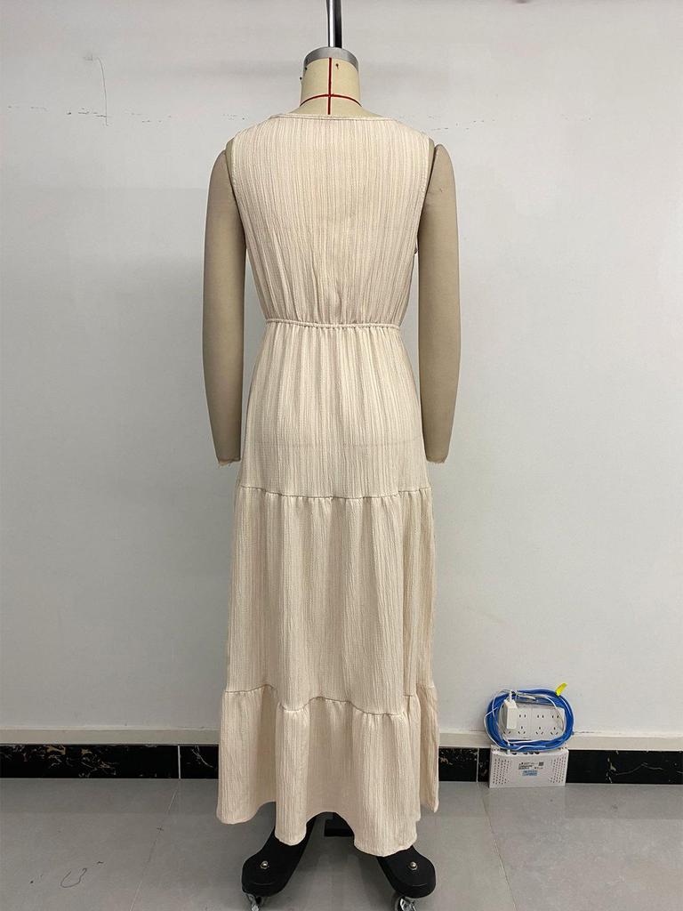 2026 European Strappy Sleeveless V-neck Solid Color Women's Summer Dress