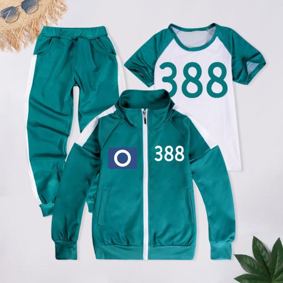 3 ks/sada Dětské herní cosplay oblečení pro volný čas Kabát Top Kalhoty Sportovní oblek