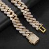 Cuban Chain Hip Hop Men's and Women's Necklace European and American Hot Selling Diamond Double Row Zircon Chain Flap Buckle Accessories