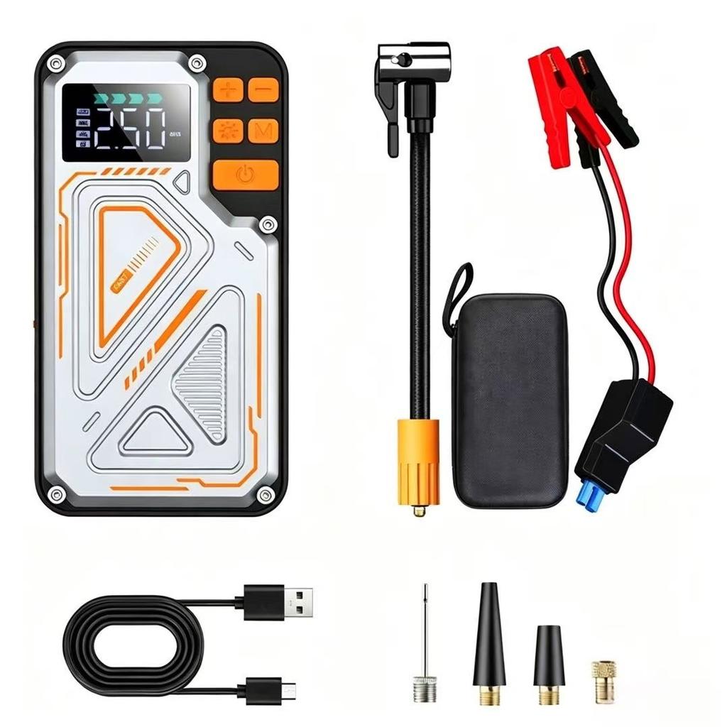 8000mAh 2-in-1 Jump Starter & Portable Tire Inflator – 12V Car Battery Booster with Air Compressor, Emergency Roadside Kit for Vehicles