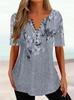 Summer Womens Loose Vneck Shirt With Floral Print And Button Closure For Casual Office Wear