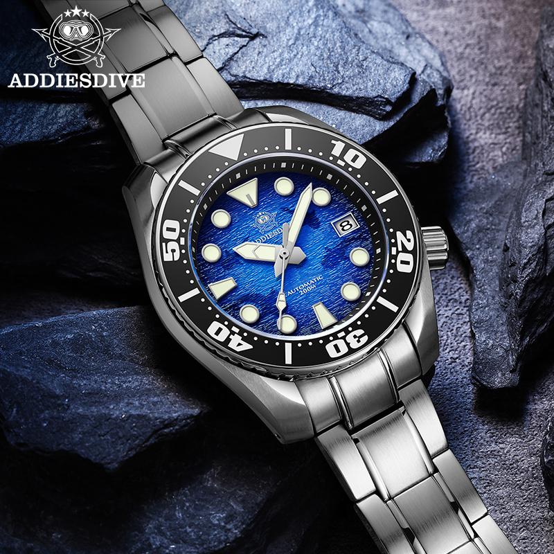 ADDIESDIVE Fashion Automatic Mechanical Watches For Men Stainless Steel Wristwatch Waterproof 20Bar Luminous Man Luxurious Watch