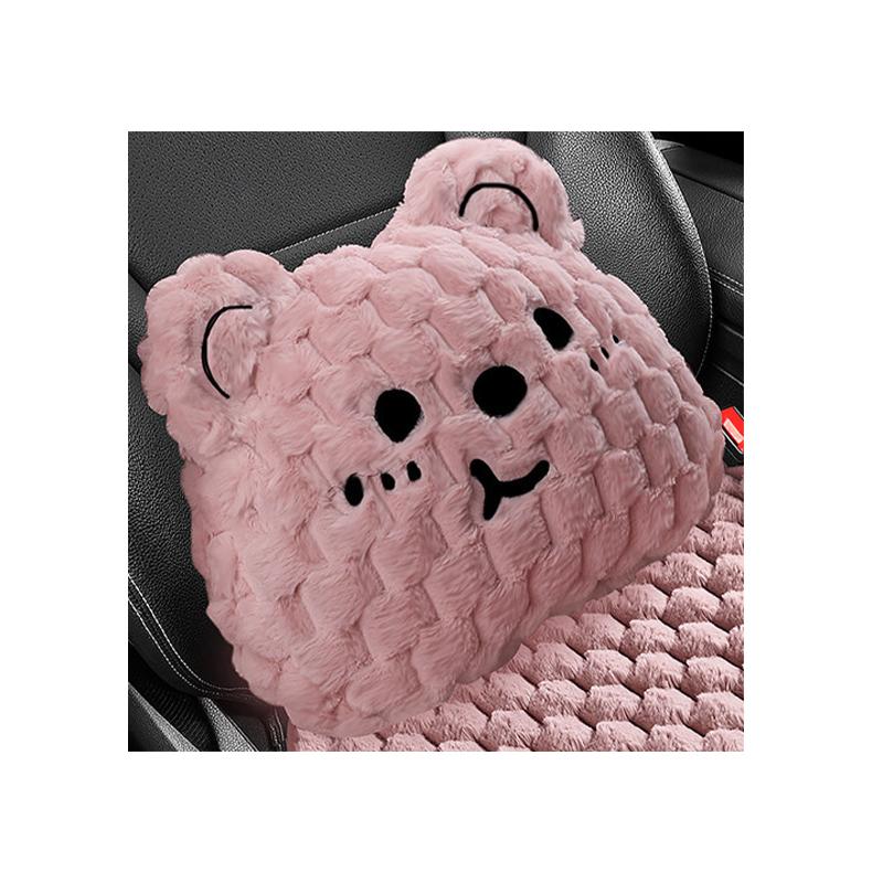 New Cartoon Bear Car Seat Cushion Winter Plush Warm Thickened Anti-slip Seat Cover Cute Ladies Universal Car Accessories