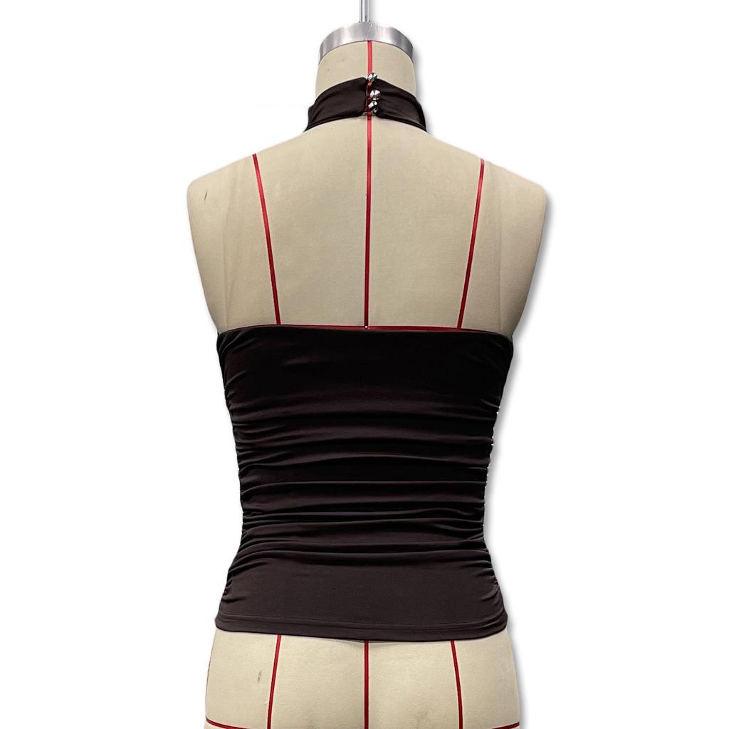 2025 Summer Women's Halterneck Backless Tank Top: European & American Fashion, Solid Color, Slimming, Sexy & Sleeveless
