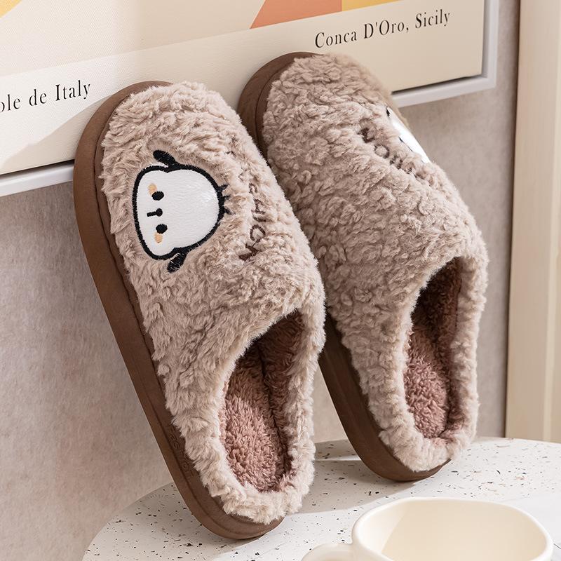 Qidashun new cartoon cotton slippers, autumn and winter indoor and outdoor couple cotton shoes to keep warm and cute cotton tows