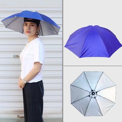 Headband Waterproof Head Umbrella Hat Portable Hands-Free Folding Cap Fishing Hiking Sunshade