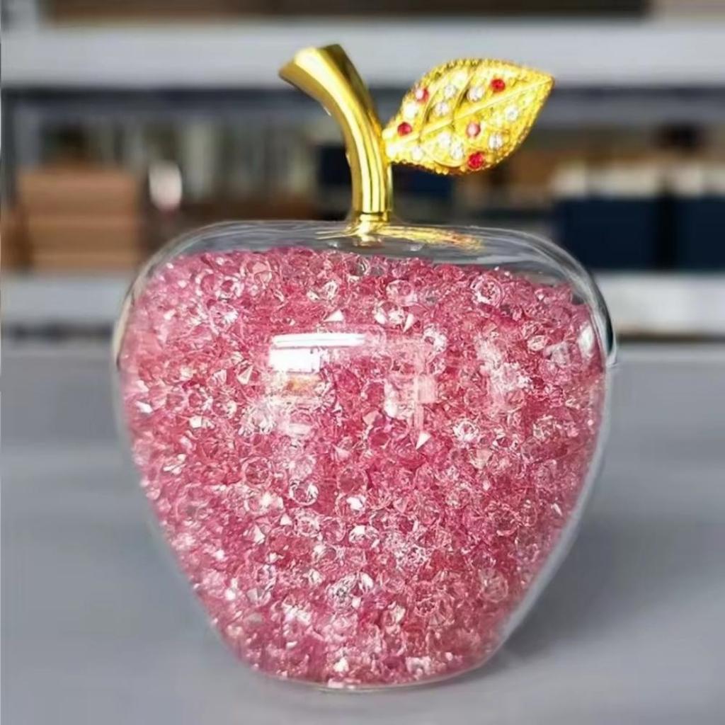 Creative Crystal Diamond Apple Ornament Natural Stone Glass Crafts Table Fruit Figurines Souvenir Christmas Gift Home Decor