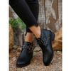 Fashion Plus Size Chelsea Boots with Studs Buckle Chunky Sole Women's Ankle Boots