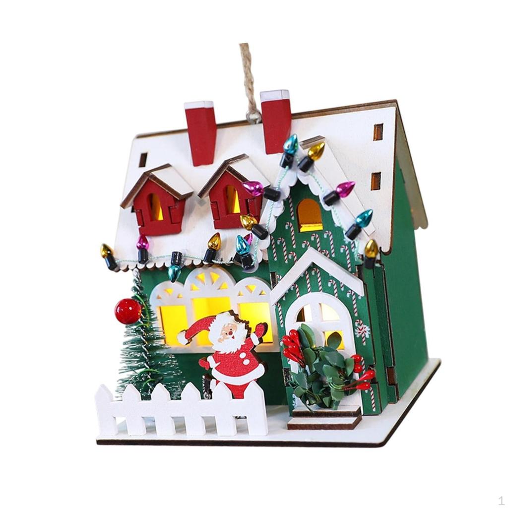 Weihnachten Holzhaus Ornament Gebäude Geschenk Hängende Deko Santa Elemente für Kamin Wand