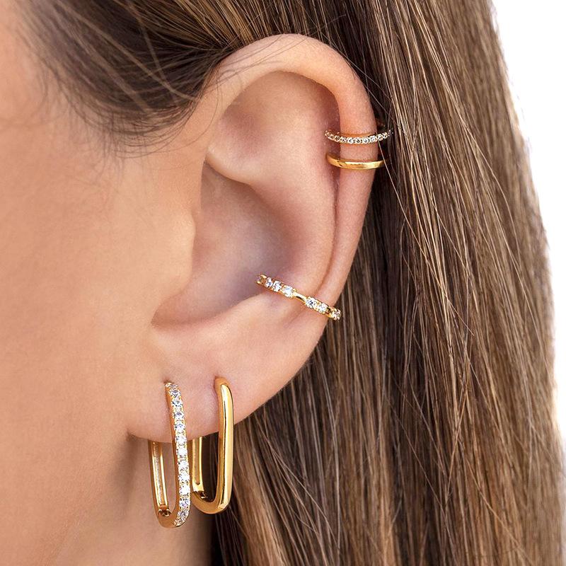 2 STÜCKE Neue Goldfarbe Quadrat Creolen Frauen Männer Edelstahl Huggie Minimalistischen Punk Unisex Rock Ohrringe Piercing Schmuck