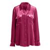 Damska Modna Casualowa Koszula Aksamitna z Długim Rękawem w Jednolitym Kolorze w Stylu Retro