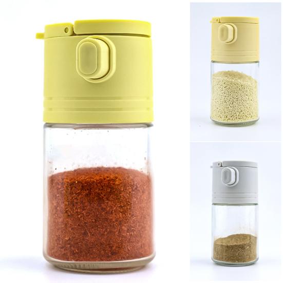 Glass Salt Dispenser Set with 0.5g Portion Control Airtight Seasoning Jars for Low-Sodium Diets 180ml Moisture-Proof Easy-Fill Spice Container