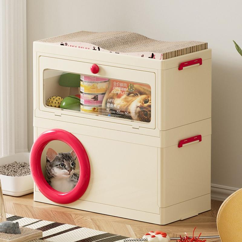 Multifunctional Cat Kennel Pet Supplies Integrated Storage Box Cat Villa Scratcher Double-layer Cat House Bed Kitten Accessories