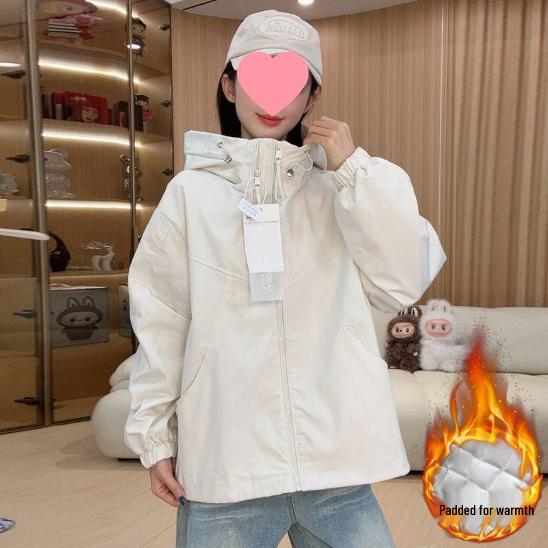 Women's Cotton Windbreaker Jacket with Double Zipper