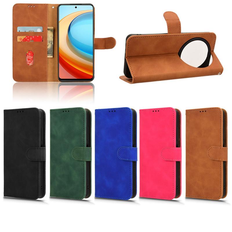 Color Leather Solid Flip Mobile Phone Case With Card Slots For Zte Blade A75 5g