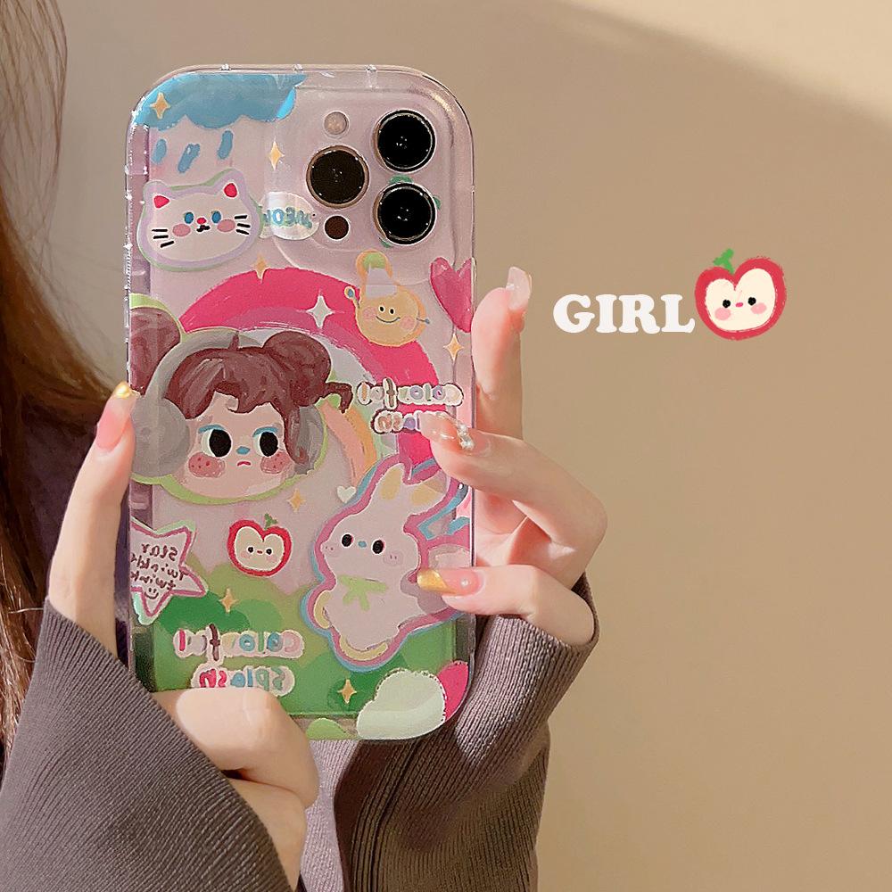 

Oil Painting Suitable for Iphone14 Mobile Phone Case Apple 15pro Max Protective Case 1316 Girl 11 Transparent 12pro (6.1)