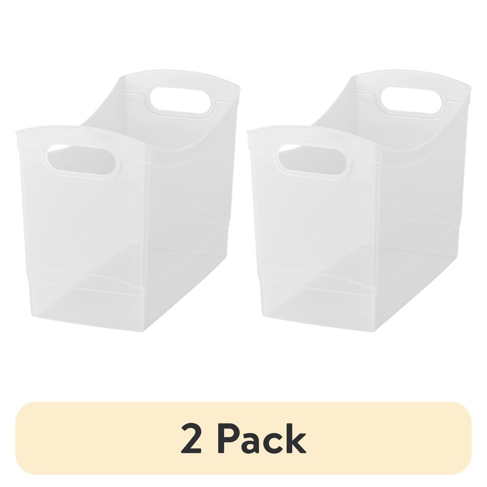 

2 Pack Narrow Rectangle Clear Plastic Bins 12 Qt Storage Organizers with Carrying Handles Home Office Use United States