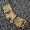 Winter Square Block Crew Length Square Block Wool Breathable Men Socks Vintage Ethnic Style Moisture Wicking