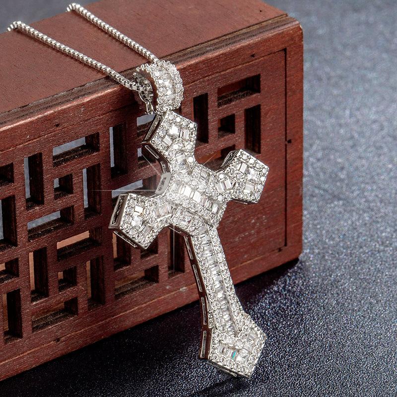 Hip-Hop Diamant Bohren Kreuz-Streifen Halskette Street Dance Kurze Micro Microex Persönliche Männer Und Frauen Paar Anhänger