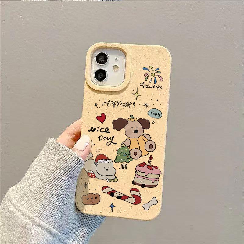 Christmas Puppy Frosted Phone Case for iPhone 16 Pro/15/XS/XR – Drop-proof Protection