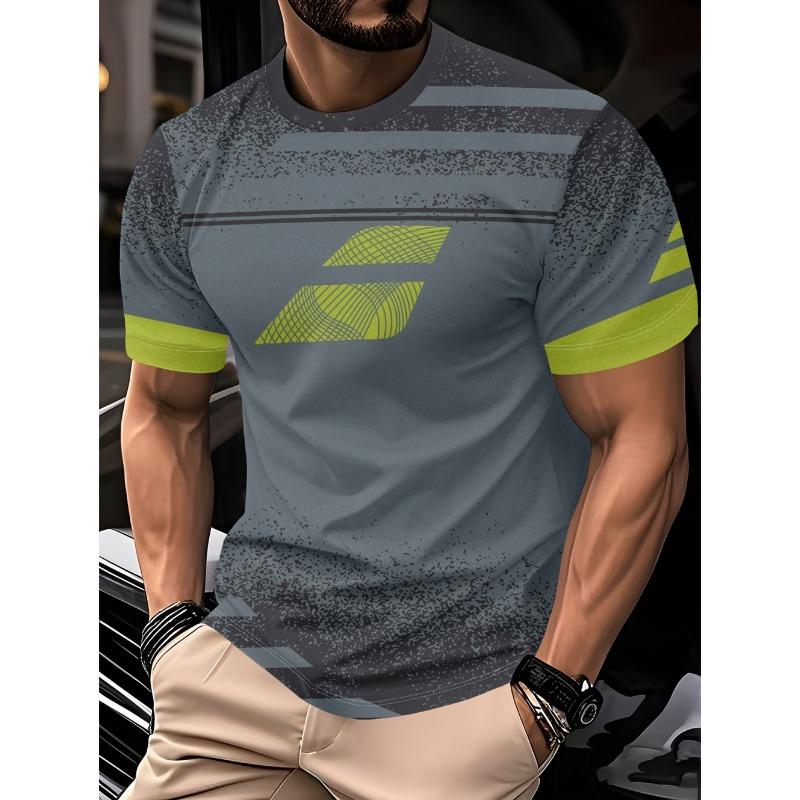 Modisches Herren Sommer T-Shirt mit kurzen Ärmeln, Lässiges und Einfaches Schnelltrocknendes Sport-Laufshirt für Herren L gray