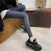 Women's High Waist Black Fleece-Lined Yoga Pants - Sharkskin Base Layer, Autumn/Winter, Tummy Control, Stretchy, Tight Fit