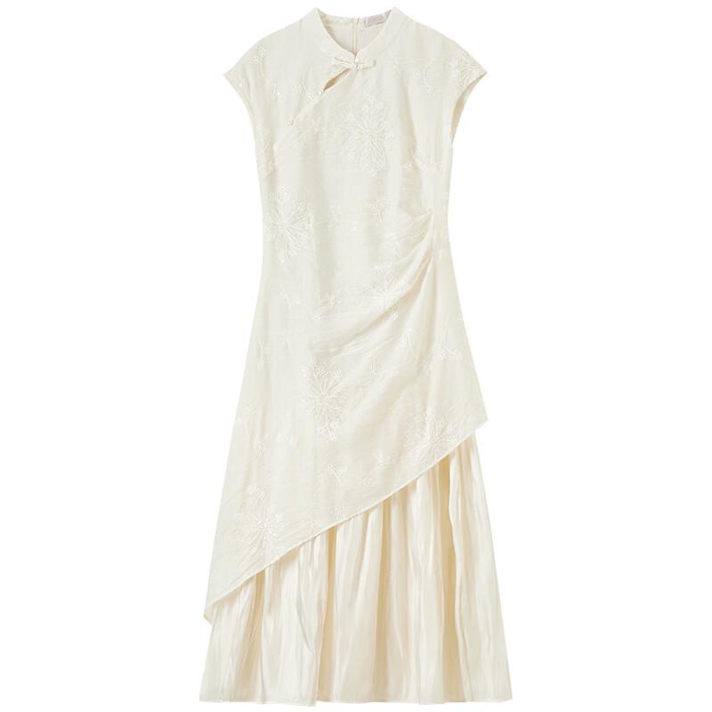 Chinese Style Stand Collar Embroidered Midi Dress