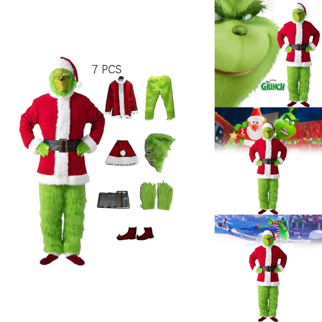 The Grinch Themed Christmas Cosplay Suit With Polyester Material For Stage Performances