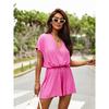 Solid Color Casual V-neck Jumpsuit Shorts Pure Color Casual V-neck One-Piece Shorts