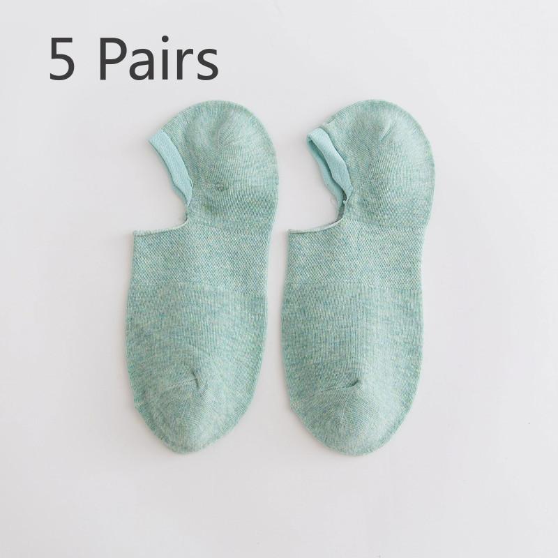 5 Pairs of Female Spring and Summer Thin Pure Color Cute Not To Drop with Shallow Mouth Invisible Socks