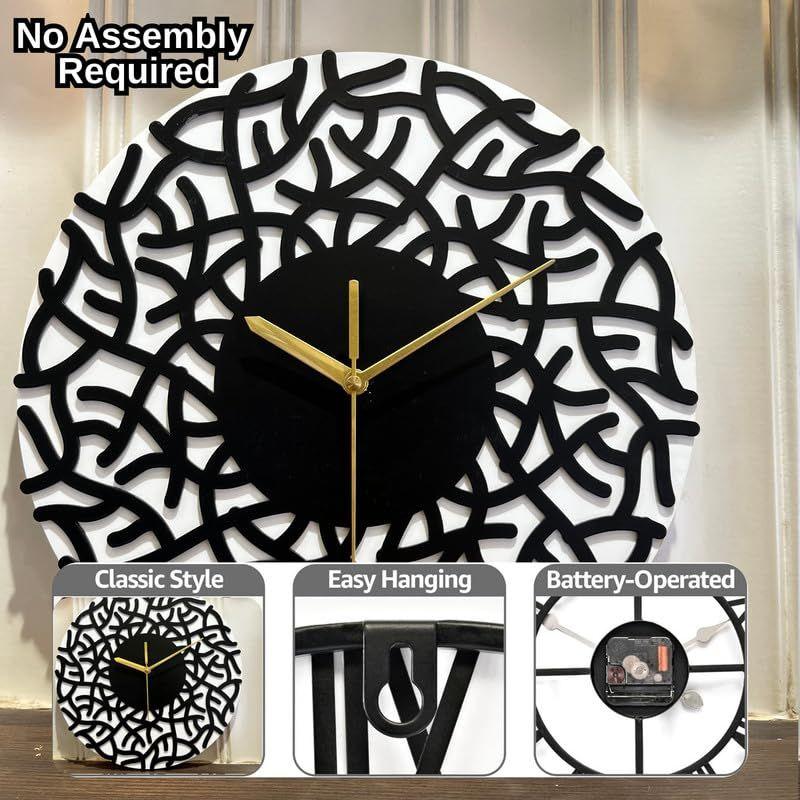 Stylish Modern Classic Design Wall Mount Clocks | Elegant 12-Inch Wall Hanging Timepiece for Home, Office, Living Room, Bedroom Decor (Branches)