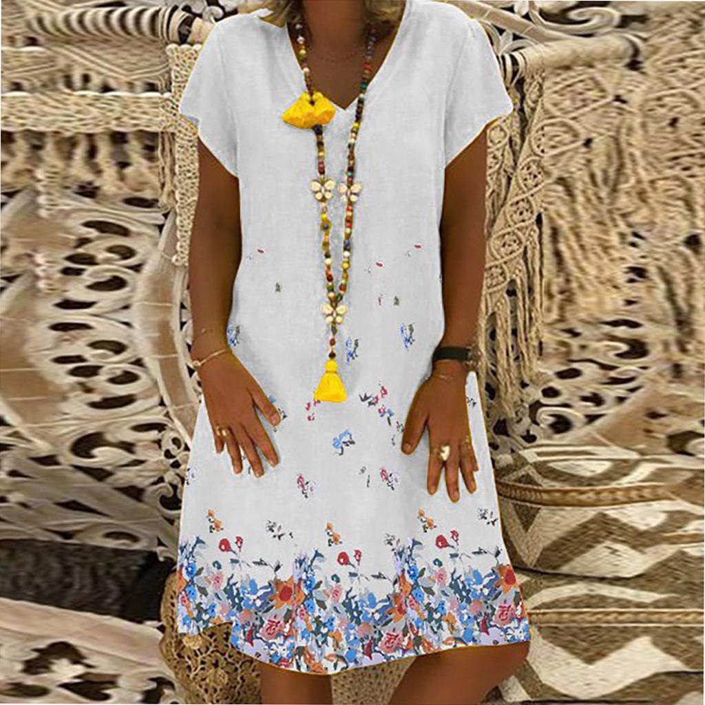 Women Casual Loose Dandelions Dress Fashion Beach Style Temperamental  Dress