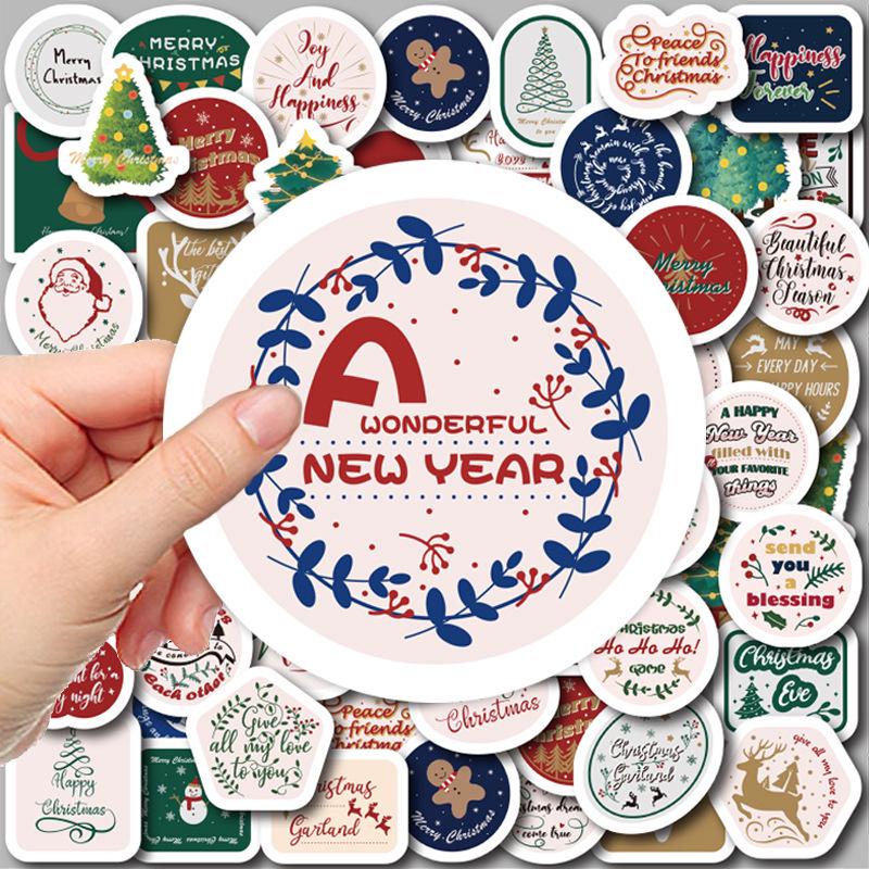 50 Sheets of Christmas Cartoon Stickers: Cute Self-Adhesive Designs for Journals, Notebooks, and Phone Cases